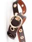 Fashion Camel Round Buckle Hollow Out Air Eye Belt