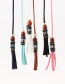 Fashion Black Lengthened Tassels And Thin Waist Chain