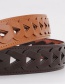 Fashion Red-brown Inlaid Triangle Pattern Hole Wide Belt