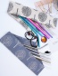 Fashion Gray Cat Bag 7 Piece Set 304 Stainless Steel Straw Set (10 Pieces)