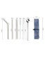 Fashion Blue Wave Bag 7 Piece Set 304 Stainless Steel Straw Set (10 Pieces)