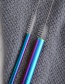 Fashion Rose Gold Tube Size Brush Blue Wave Bag Set Of 6 304 Stainless Steel Straw Set (10 Pieces)