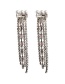 Fashion Gun Color  Silver Needle Bright Diamond Pearl Tassel Earrings