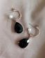 Fashion Black  Silver Crystal Water Drop Metal Semi-circle Earrings