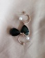 Fashion Black  Silver Crystal Water Drop Metal Semi-circle Earrings
