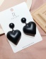 Fashion Black Painted Stereo Love Earrings