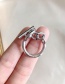Fashion Silver Set Of Lock Circle Hollowed Out Sticks Semi-soft Chain Ring