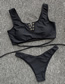 Fashion Black Solid Color Bikini Split Black Swimsuit Cross Swimsuit Sexy Bikini