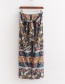 Fashion Color Linen Mixed Printed Knotted Skirt
