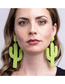 Fashion Green Cactus Stitched Rice Beads Earrings