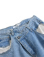 Fashion Blue Washed White Pocket Slanted Side Cut Jeans