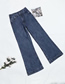 Fashion Jean Blue Washed High Waist Micro Horn Straight Jeans