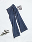 Fashion Jean Blue Washed High Waist Micro Horn Straight Jeans