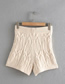 Fashion Creamy-white Solid Color Eight-strand Knitted A-line Shorts