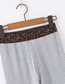 Fashion Light Grey Leopard-trimmed Thread Cotton Straight Pants