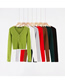 Fashion Dark Green Solid Color Large V Five Button Knit T-shirt
