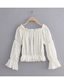 Fashion White One-shoulder Cotton Embroidered Shirt