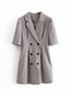 Fashion Gray Solid Color Double-breasted Suit Dress