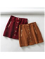 Fashion Caramel Colour Solid Color Corduroy Double Zip Skirt