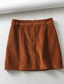 Fashion Red Wine Solid Color Corduroy Double Zip Skirt