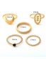 Fashion Gold Moon Ring Set Of 5