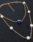 Fashion Gold Moon Pine Stone Imitation Pearl Multi-layer Combination Necklace