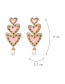 Fashion Pink Diamond Three-layer Heart-shaped Earrings