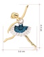 Fashion Blue Alloy Dropper Ballerina Brooch