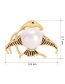 Fashion Gold Alloy Diamondd Pearl Shark Brooch