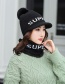 Fashion Black Letter Velvet Thick Knit Hat Bib Two-piece