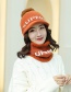 Fashion Orange Letter Velvet Thick Knit Hat Bib Two-piece