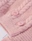 Fashion Light Pink Siamese Face And Velvet Button Wool Cap