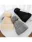 Fashion Beige Rabbit Fur Knit Double Plus Fluffy Ball Wool Cap