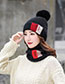 Fashion Black Plus Velvet Color Matching Hat Bib Two-piece