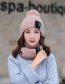 Fashion Gray Plus Velvet Color Matching Hat Bib Two-piece
