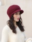 Fashion Wine Red Fan Hair Ball Rabbit Fur Plus Fleece Cap