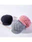 Fashion Black Rabbit Wool Pattern Two Bar Rivets Plus Fleece Cap