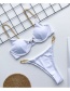 Fashion White Chain Shoulder Strap Pin Buckle Split Swimsuit