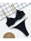 Fashion Black Chain Shoulder Strap Pin Buckle Split Swimsuit