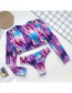 Fashion Color Tie-dye Flower-colored Split Swimsuit