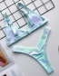 Fashion Blue Tie-dye Printed Split Swimsuit