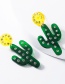 Fashion Green Resin Cactus Watermelon Stud Earrings