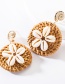 Fashion Brown Multilayer Alloy Conch Shell Flower Rattan Woven Earrings
