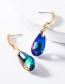 Fashion Green Alloy Diamond Drop-shaped Glass Earrings