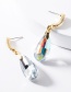 Fashion Blue Alloy Diamond Drop-shaped Glass Earrings