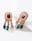 Fashion Color Geometric Acrylic Diamond And Pearl Earrings
