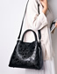 Fashion Black Plus Wallet Rose Pattern Portable Slung Shoulder Bag