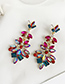 Fashion Rose Red Alloy Studded Geometric Earrings