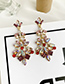 Fashion Rose Red Alloy Studded Geometric Earrings
