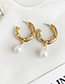 Fashion Gold Alloy Diamond Round Pearl Stud Earrings